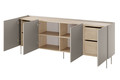 Four-Door Cabinet with Drawers Desin 220, cashmere/nagano oak