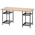 LAGKAPTEN/SPÄND Desk, white stained oak effect/black, 140x60 cm