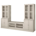 HAVSTA TV storage combination/glass doors, grey-beige, 322x47x212 cm