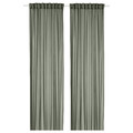 STENFRÖ Sheer curtains, 1 pair, green/with heading tape, 145x300 cm
