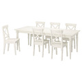 INGATORP / INGOLF Table and 6 chairs, white/white, 155/215 cm