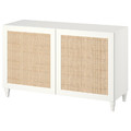 BESTÅ Storage combination with doors, white Studsviken/Kabbarp/white woven poplar, 120x42x74 cm