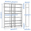 BILLY Bookcase comb with extension units, oak effect, 200x28x237 cm