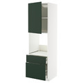METOD / MAXIMERA High cabinet f oven+door/2 drawers, white/Havstorp deep green, 60x60x200 cm