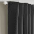 KORGMOTT Block-out curtains, 1 pair, dark grey/with heading tape, 145x300 cm