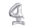 Foil Balloon Number 4 Standing, silver, 38cm