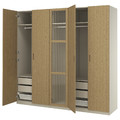 PAX / TONSTAD Wardrobe combination, grey-beige/oak veneer glass, 250x60x236 cm