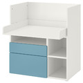 SMÅSTAD Changing table, white blue/with 3 drawers, 90x79x100 cm
