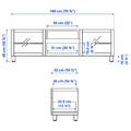 BESTÅ TV bench, white stained oak effect/Lappviken/Stubbarp white stained oak eff clear glass, 180x42x48 cm