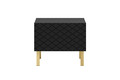 Set of 2 Nightstands Bedside Tables Scalia II 50, matt black, gold legs