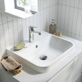 ÄNGSJÖN / BACKSJÖN Wash-stnd w drawers/wash-basin/tap, high-gloss white/white marble effect, 62x49x71 cm