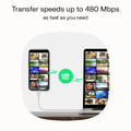 GREEN CELL Cable USB-C-USB-C PowerFlex 100W, silicone, 1.2m, white