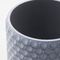 BÄCKDRÅG Plant pot, fish scale patterned/white grey, 12 cm