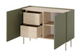 Two-Door Cabinet with Drawers Desin 120, olive/nagano oak