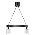 ACKJA / MOLNART Pendant lamp with light bulb, wave shaped black/cylinder striped