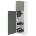 METOD High cabinet with cleaning interior, white/Nickebo matt grey-green, 60x60x200 cm
