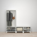 PLATSA Wardrobe with 4 doors, white STRAUMEN mirror glass /FONNES white, 200x42x191 cm