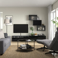 FÄLLSVIK Glass door, anthracite/reeded glass, 60x38 cm