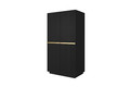 Wardrobe Nicole with Drawer Unit 100 cm, matt black, gold handles