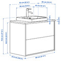 ÄNGSJÖN / BACKSJÖN Wash-stnd w drawers/wash-basin/tap, brown oak effect/grey stone effect, 82x49x71 cm