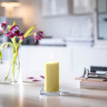 DAGLIGEN Unscented pillar candle, light yellow, 14 cm