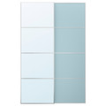 MEHAMN/AULI Pair of sliding doors, aluminium double sided/light blue mirror glass, 150x236 cm