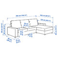 VIMLE 3-seat sofa with chaise longue, with wide armrests Gunnared/medium grey