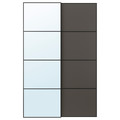 AULI / MEHAMN Pair of sliding doors, black mirror glass/double sided dark grey, 150x236 cm