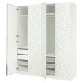 PAX / LINNABERG/ÅHEIM Wardrobe combination, white patterned/mirror glass, 200x66x236 cm