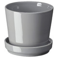 CITRUSFRUKT Plant pot with saucer, in/outdoor grey, 9 cm