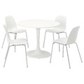 DOCKSTA / LIDÅS Table and 4 chairs, white white/white chrome-plated, 103 cm