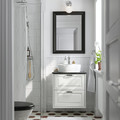 TÄNNFORSEN / TÖRNVIKEN Wash-stnd w drawers/wash-basin/tap, white/black marble effect, 62x49x79 cm