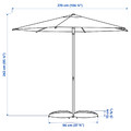 HÖGÖN / IGGÖN Parasol with base, grey/dark grey, 270 cm