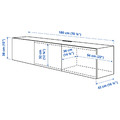 BESTÅ TV bench with doors, white/Lappviken dark grey, 180x42x38 cm