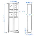 BILLY / OXBERG Bookcase with panel/glass doors, brown walnut effect, 80x30x202 cm