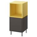 EKET Cabinet combination with legs, dark grey pale yellow/metal, 35x35x80 cm