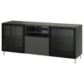 BESTÅ TV bench with drawers, dark grey Lappviken/Fällsvik anthracite, 180x42x74 cm