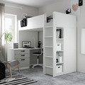 SMÅSTAD Loft bed, white grey/with desk with 4 drawers, 90x200 cm
