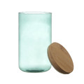 Elegant Glass Storage Jar with Bamboo Lid 1l, blue