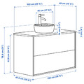 TÄNNFORSEN / TÖRNVIKEN Wash-stnd w drawers/wash-basin/tap, white/white marble effect, 102x49x79 cm