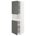METOD High cab f micro w 2 doors/shelves, white/Voxtorp dark grey, 60x60x200 cm