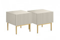 Nightstand Bedside Table Nicole Set of 2, gold legs, cashmere