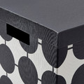 TJENA Storage box with lid, white black/dotted, 25x35x20 cm