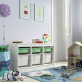 TROFAST Storage combination with boxes, white light green/white, 99x44x56 cm