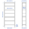 Bookcase, grey-green/light brown stained, 90x197 cm