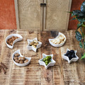 Set of 6 Serving Dishes Star/Moon, white