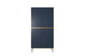 Wardrobe Nicole with Drawer Unit 100 cm, dark blue, gold legs
