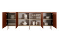 Four-Door Cabinet Desin 220, ceramic red/nagano oak