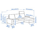 VIMLE 3-seat sofa with chaise longue, with headrest with wide armrests/Gunnared medium grey