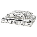 BJÖRKGRÅMAL Duvet cover and pillowcase, black white/dotted, 150x200/50x60 cm